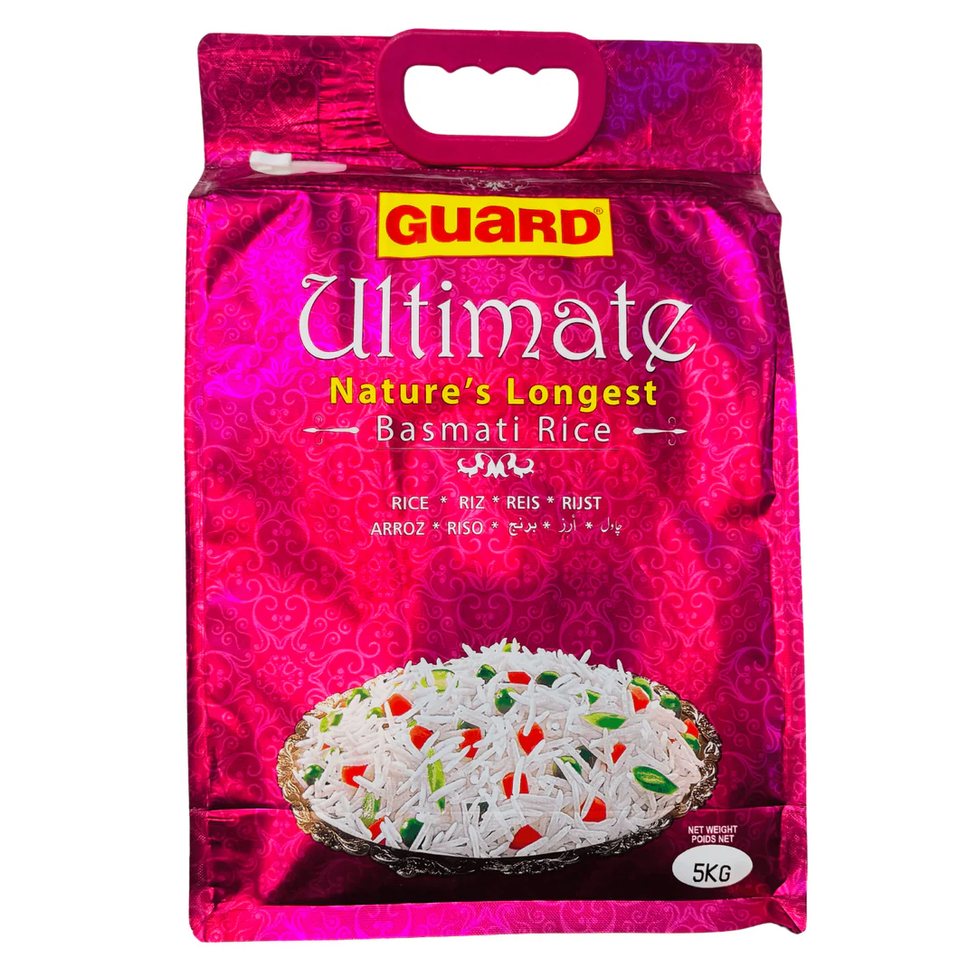 Guard Ultimate Basmati Rice 5kg – Extra Long Grain Aged Rice for Biryani & Pulao | ガード究極バスマティ米 ハラール認証 - Premium Halal Food Product