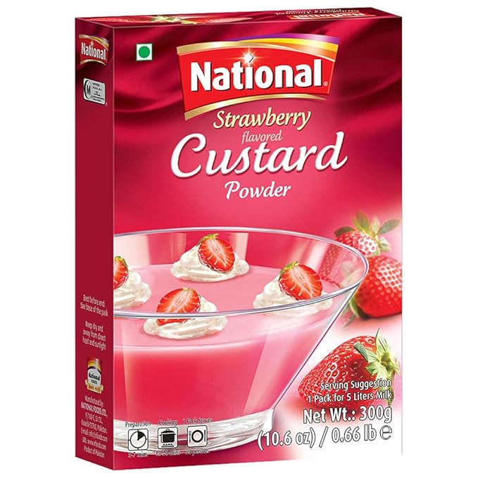Strawberry Custard Powder by National   ナショナルのストロベリーカスタードパウダー 300g - Premium Halal Food Product